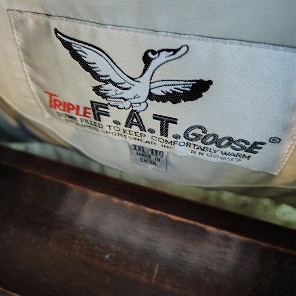 Vintage Triple FAT Goose Navy Blue Down Puffer Parka Jacket Men's Size Medium - Picture 8 of 10